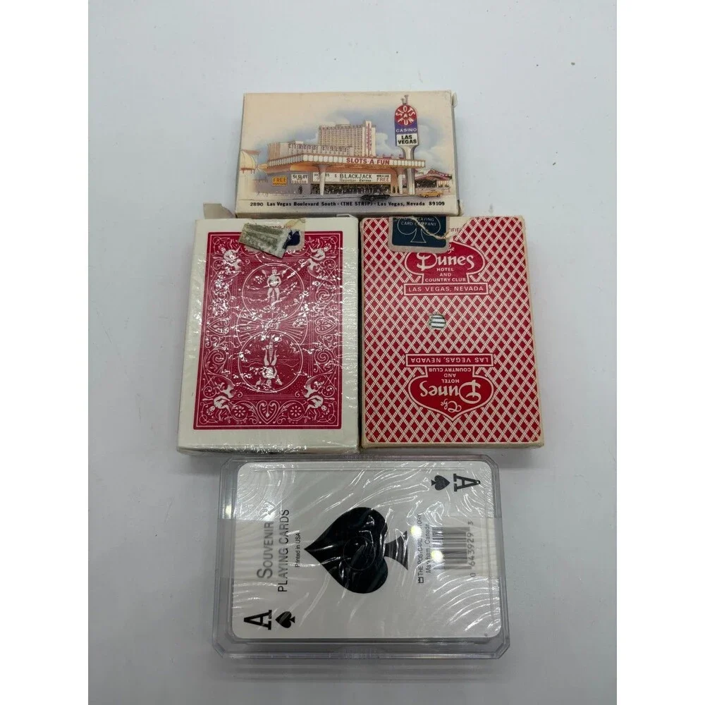 4 Deck Playing Card Lot: Vintage Dunes Casino, Bee Club Special, Souvenir Decks